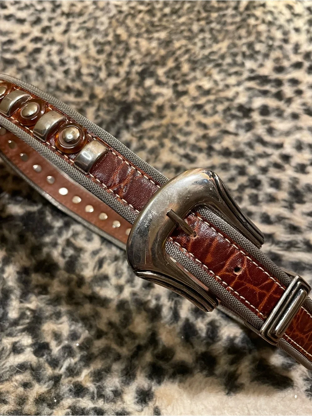 Vintage Metal and Genuine Leather Belt